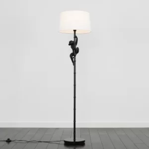 George Monkey Black Floor Lamp with White Doretta Shade