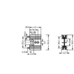 Pin heat sink 14 CW L x W x H 34.9 x 25.4 x 12.7mm TO 220 SOT 32