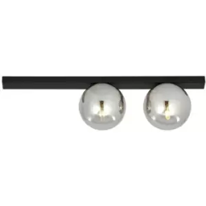 Emibig Fit Black Globe Ceiling Light with Graphite Glass Shades, 2x E14