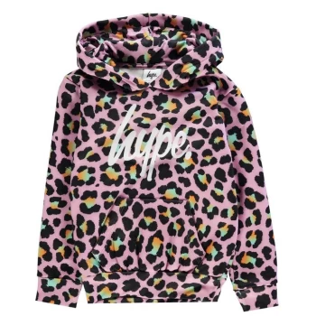 Hype Pink Disco Leopard Kids Pullover Hoodie - Multi