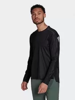 adidas Workout Pu-coated Long-sleeve Top, Black, Size S, Men