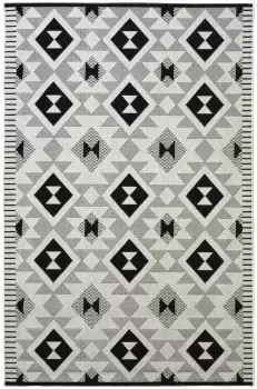 Indoor Outdoor Chequerboard Mono Rug - 120X170 cm