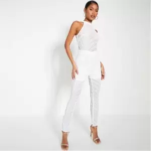 I Saw It First Sequin Halterneck Mesh Jumpsuit - White