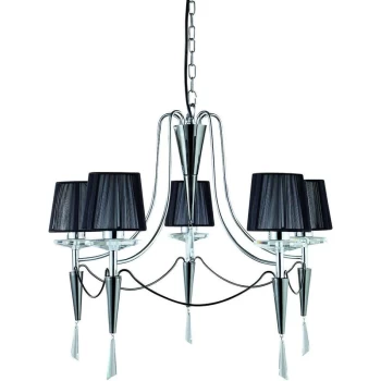 Searchlight Lighting - Searchlight Duchess - 5 Light Multi Arm Ceiling Pendant Chrome, Black Chrome with Shades, G9