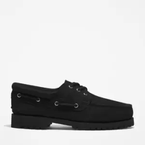 Timberland 3-eye Lug Handsewn Boat Shoe For Men In Black Black, Size 9.5