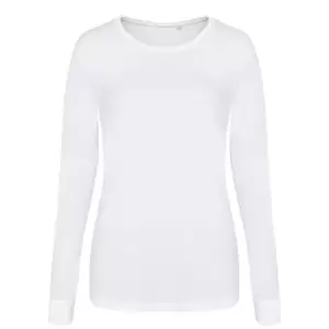 AWDis Womens/Ladies Girlie Long Sleeve Tri-Blend T-Shirt (L) (Solid White)