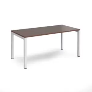 Bench Desk Single Person Starter Rectangular Desk 1600mm Walnut Tops With White Frames 800mm Depth Connex