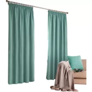 Furn Harrison Pencil Pleat Faux Wool Curtains (Pair) (168x229cm) (Marine Blue) - Marine Blue