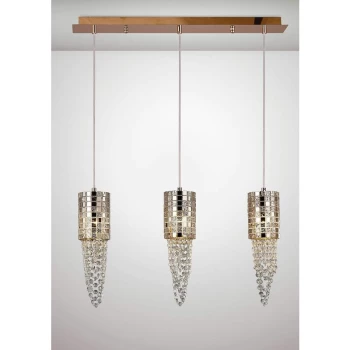 Camden Pendant Light 3 Lights G9 Line Rose gold / mosaic glass / crystal