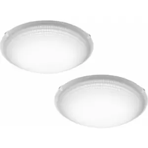 2 pack Wall Flush Ceiling Light Colour White Shade White Clear Glass LED 11W