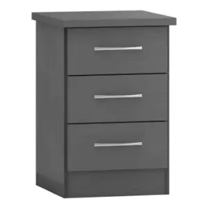 Seconique Nevada 3 Drawer Bedside - 3D Effect Grey