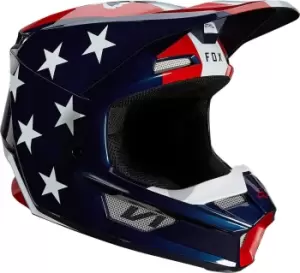 FOX V1 Ultra Motocross Helmet, white-red-blue, Size 2XL, white-red-blue, Size 2XL