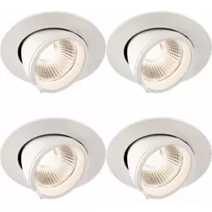 4 pack Fully Adjustable Ceiling Downlight - 15W Warm White LED - Matt White