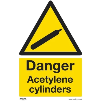 Sealey - SS63P1 Warning Safety Sign - Danger Acetylene Cylinders - Rigid Plastic