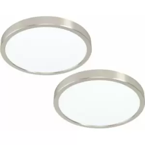 2 pack Ceiling Light Satin Nickel 285mm Round Surface Mounted 20W LED 3000K