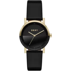 DKNY Soho Three-Hand Black Leather Watch