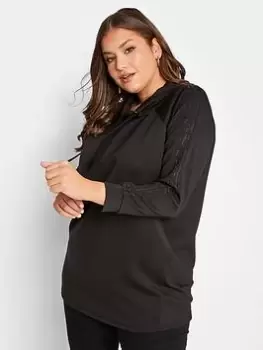 Yours Raglan Hoodie Sweatshirt - Black, Size 26-28, Women