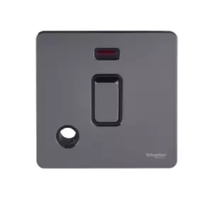 Schneider USFP 20A Double Pole Switched Flex Outlet & Neon Black Insert Black Nickel - GU2414BBN