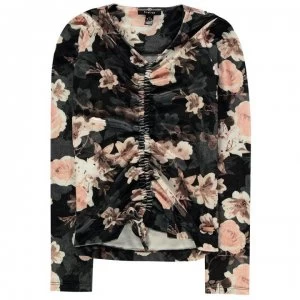 Firetrap Velour Top - Midnight Floral