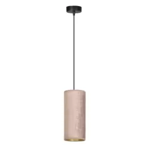 Bente Black Slim Pendant Ceiling Light with Pink Fabric Shades, 1x E14