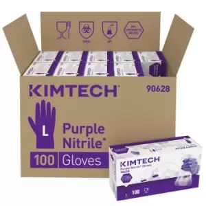 Kimtech Science Disposable Gloves, Purple, Nitrile, Powder Free, Smooth, Size L,