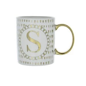 Mug Initial S Patterned Gold