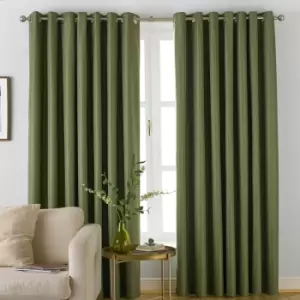 Furn. Moon Herringbone Blackout Ringtop Eyelet Curtains (pair) Polyester Khaki (229X229Cm)