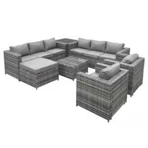 Oseasons Malta Rattan 9 Seat U-shape Set In Walnut Grey