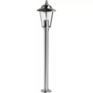 Loops - Outdoor Post Lantern Light Polished Steel Garden Gate Wall Path Porch Lamp led