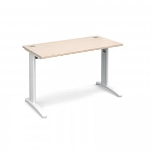 TR10 Straight Desk 1200mm x 600mm - White Frame maple Top