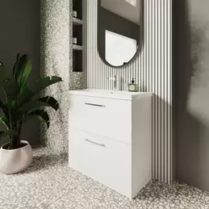 Nuie Arno Floor Standing 2-Drawer Vanity Unit with Basin-2 800mm Wide - Gloss White