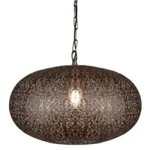 Searchlight Fretwork - 1 Light Moroccan Spherical Ceiling Antique Copper, E27