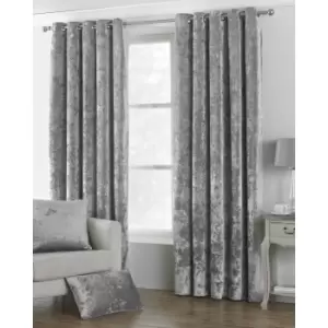 Riva Home Verona Velvet Style Eyelet Curtains (46x72 (117x183cm)) (Silver)