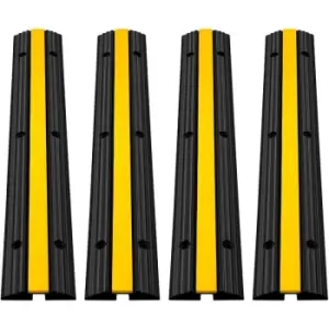 VEVOR 4 Pack of 1-Channel Rubber Cable Protector Ramps Heavy Duty 18000Lbs Load Capacity Cable Wire Cord Cover Ramp Speed Bump Driveway Hose Cable