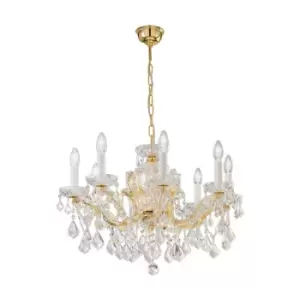 Maria Classic Crystal 8 Arm Chandelier Polished Gold, 8x E14