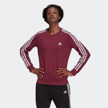 adidas Essentials 3-Stripes Fleece Sweatshirt Womens - Victory Crimson / White