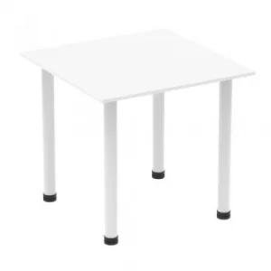 Impulse 800mm Square Table White Top White Post Leg I003675