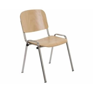 TC Office Club Canteen Wooden Chair with Chrome Frame, Beech