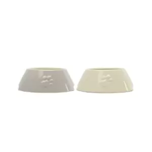 Scruffs Set of 2 Long Eared Dog Bowls Cream and Light Grey