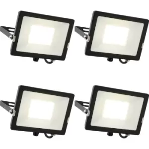 4 PACK Outdoor Waterproof LED Floodlight - 50W Cool White LED - Matt Black