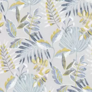 Fresco Inky Leaf Indigo and Ochre Wallpaper