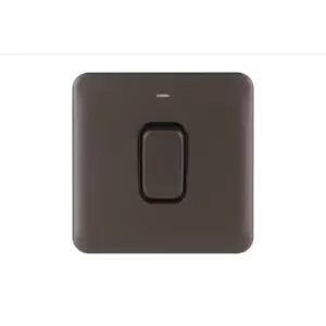 Schneider Electric Lisse Screwless Deco - Single High Current Light Switch with Neon Indicator, Double Pole, 50A, GGBL4011BMB, Mocha Bronze with Black