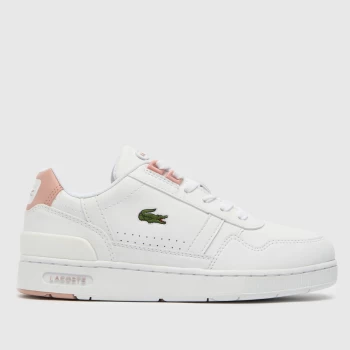 Lacoste White & Pink T-clip Girls Youth Trainers