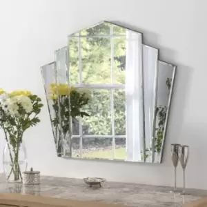 Olivia's Akola Art Deco Bevelled Fan Wall Mirror in Silver