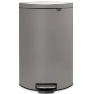 Brabantia FlatBack+ Space Saving Pedal Bin 40 Litre Mineral Concrete Grey