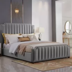 Envisage Trade - Klara Upholstered Beds - Plush Velvet, Double Size Frame, Grey - Grey