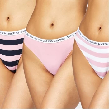 Jack Wills Pelcham Heritage Multipack Thong 3 Pack - Pink/Navy Strp