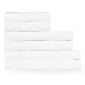 Textured Weave 6 Piece Hand/Bath/Sheet Towel Set White