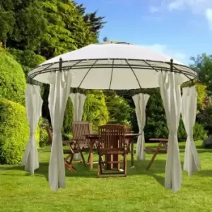 vidaXL Round Gazebo with Curtains 3,5 x 2,7 m - Cream