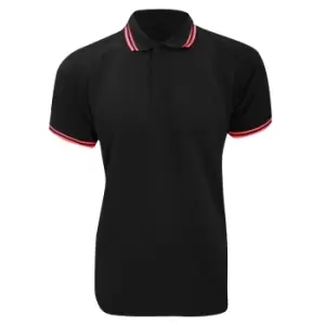 Kustom Kit Mens Tipped PiquA Short Sleeve Polo Shirt (L) (Black/Red)